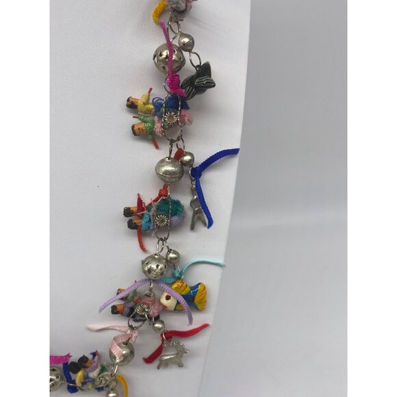 Worry/Wedding Doll Necklace Hand Crafted Miniature Silver Bells  Animal Baskets - Picture 5 of 14